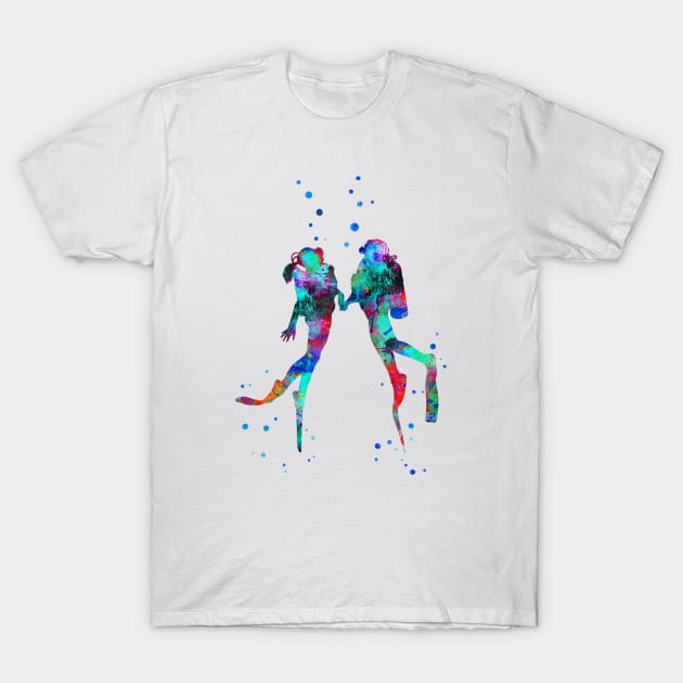 Scuba couple T-Shirt by RosaliArt